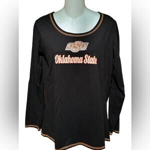 OSU Oklahoma State University Black Long Sleeve Shirt with Orange Trim Large